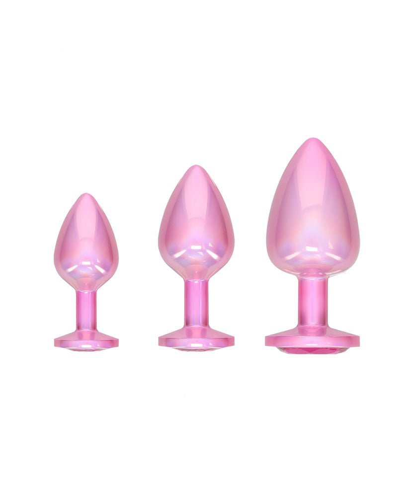 Ouch! Paris Collection - Metal Anal Plug Set with Gem Base - Metallic Pink