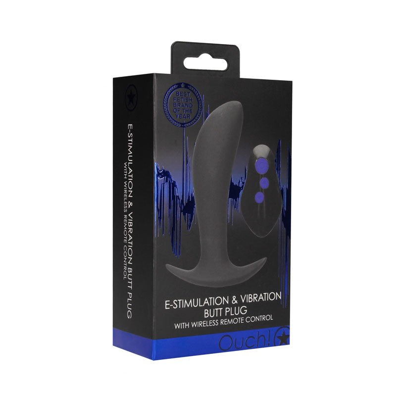 Ouch! E-Stim & Vibrating Butt Plug with Wireless Remote - Black