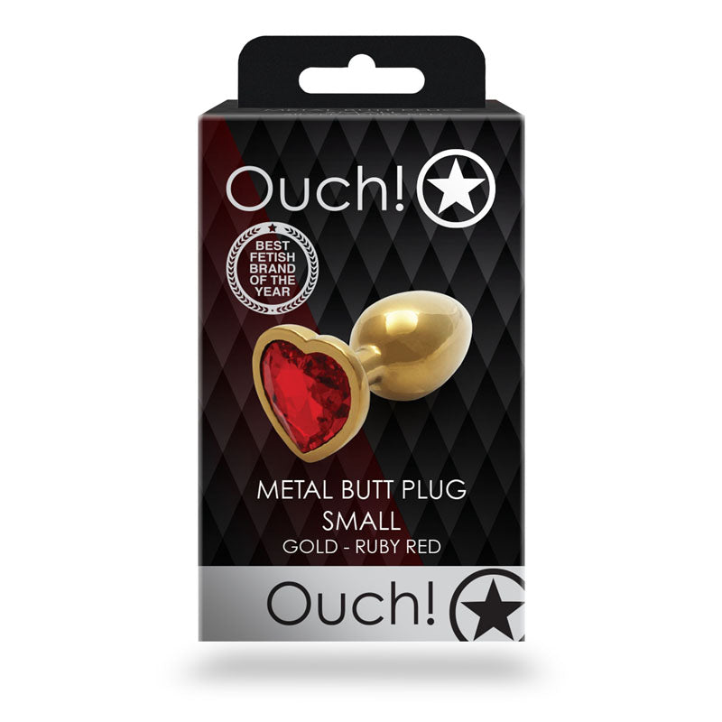 Ouch! Heart Gem Gold Butt Plug - Small