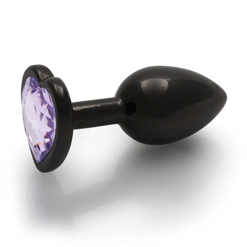 Ouch! Heart Gem Gunmetal Butt Plug - Small