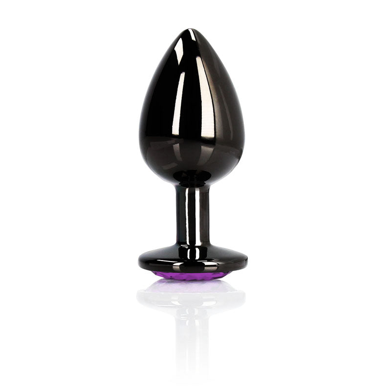 Ouch! Heart Gem Gunmetal Butt Plug - Medium