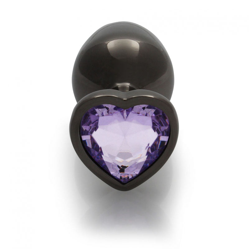 Ouch! Heart Gem Gunmetal Butt Plug - Medium