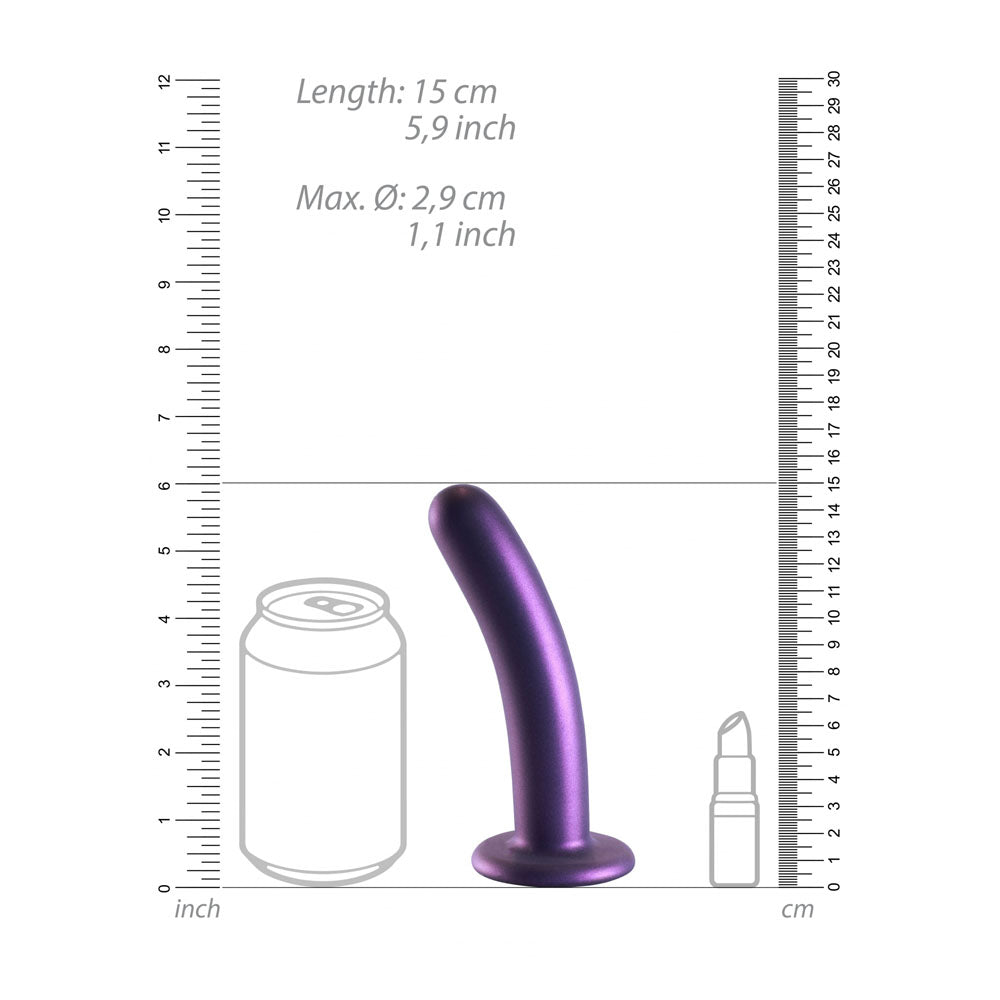 Ouch! Smooth Silicone 6 Inch G-Spot Dildo - Metallic Purple