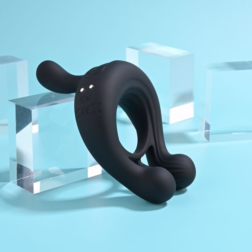 Playboy Pleasure Triple Play - Cock Ring with Wireless Remote Control - Black