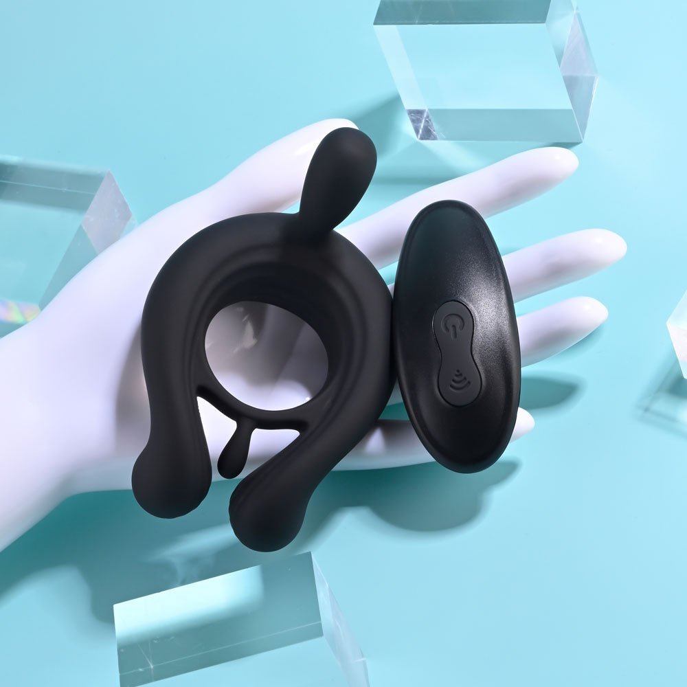 Playboy Pleasure Triple Play - Cock Ring with Wireless Remote Control - Black