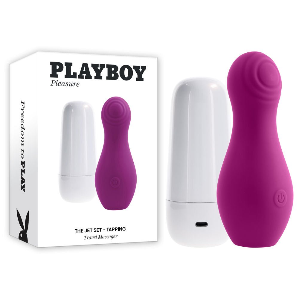Playboy Pleasure The Jet Set - Tapping Stimulator With Charging Case - Purple