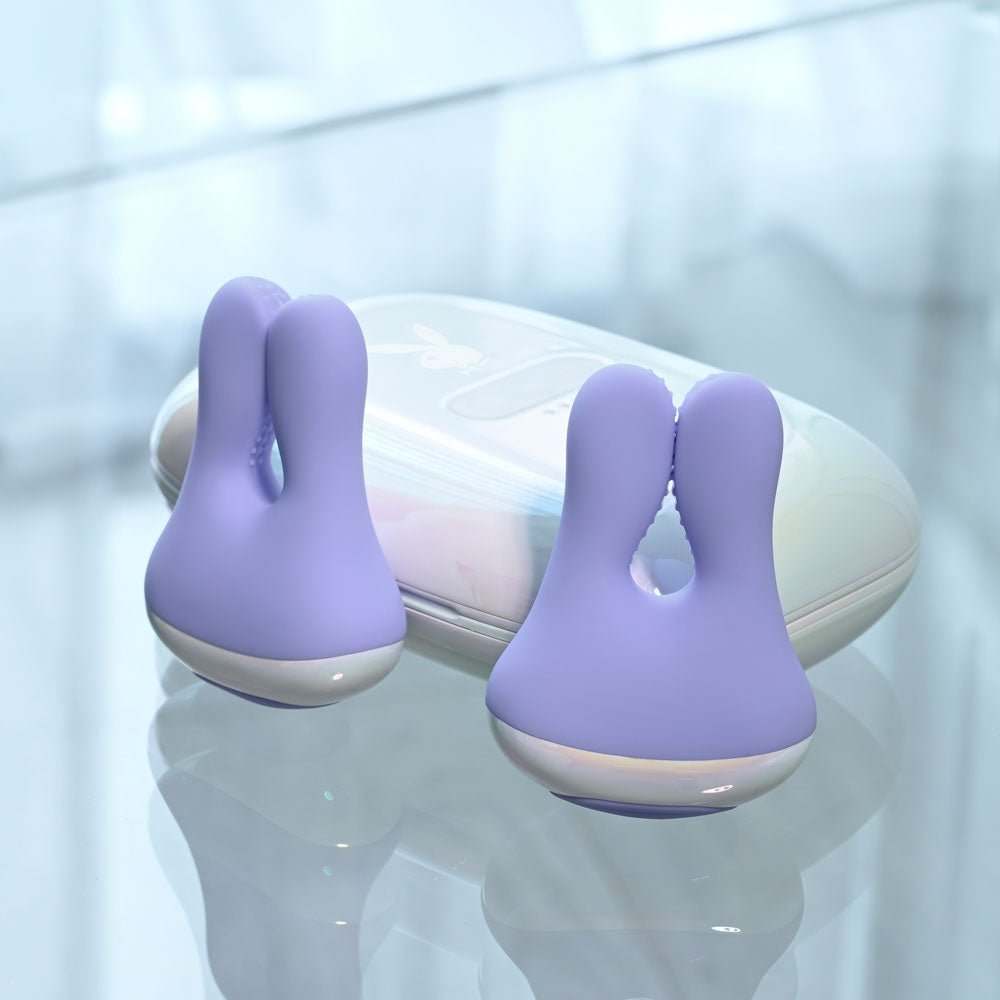 Playboy Pleasure In A Pinch - Vibrating Nipple Clamps with Charging Carry Case