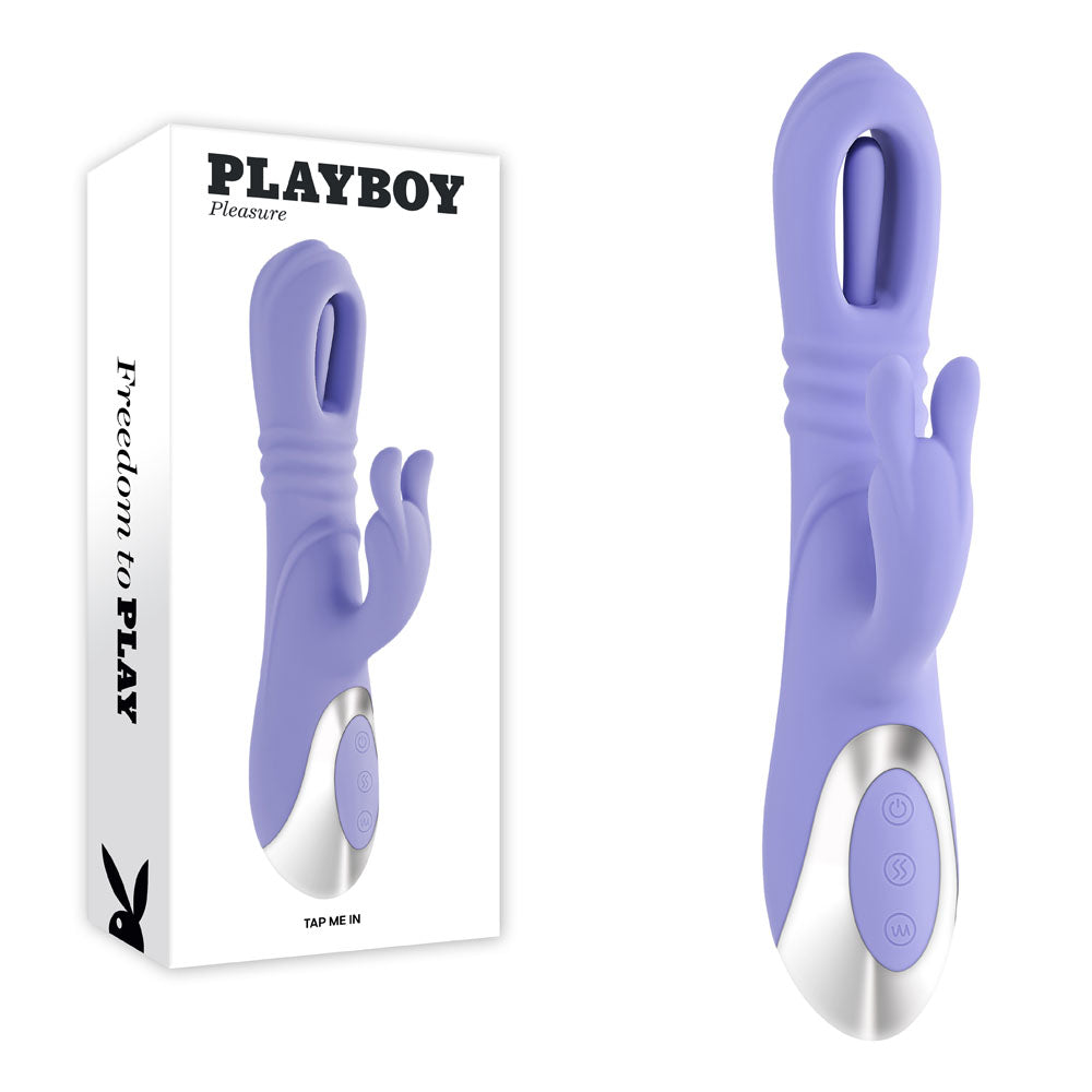 Playboy Pleasure Tap Me In - Rabbit Vibrator with Tapping Shaft - Purple