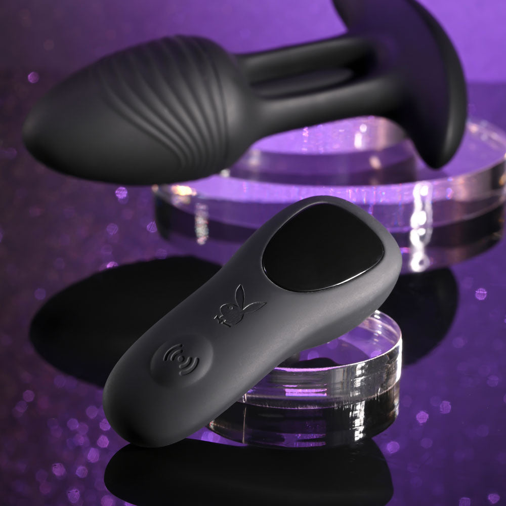 Playboy Pleasure Rim Shot Vibrating Butt Plug - Black