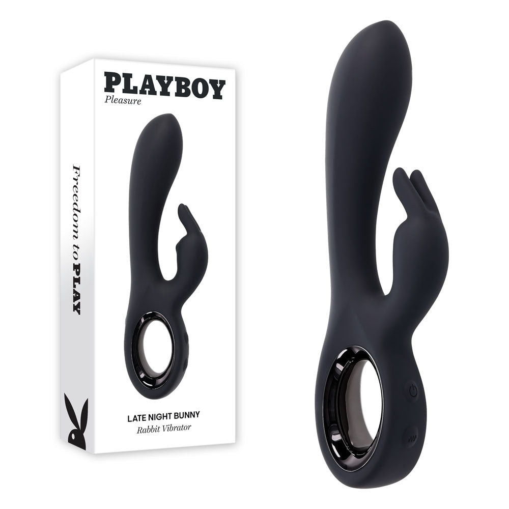Playboy Pleasure Late Night Bunny Dual Rabbit Vibrator - Black