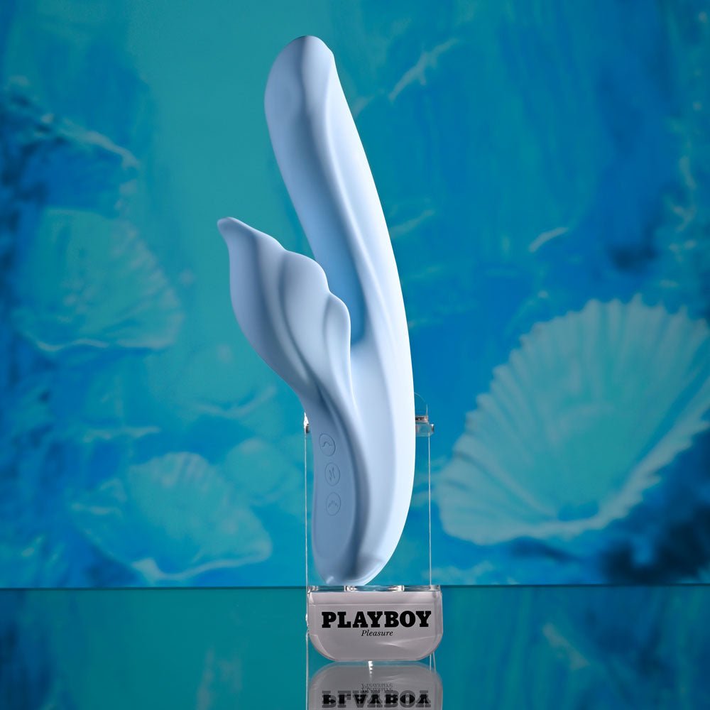 Playboy Pleasure In Bloom Thrusting Tapping Heating Vibrator - Blue
