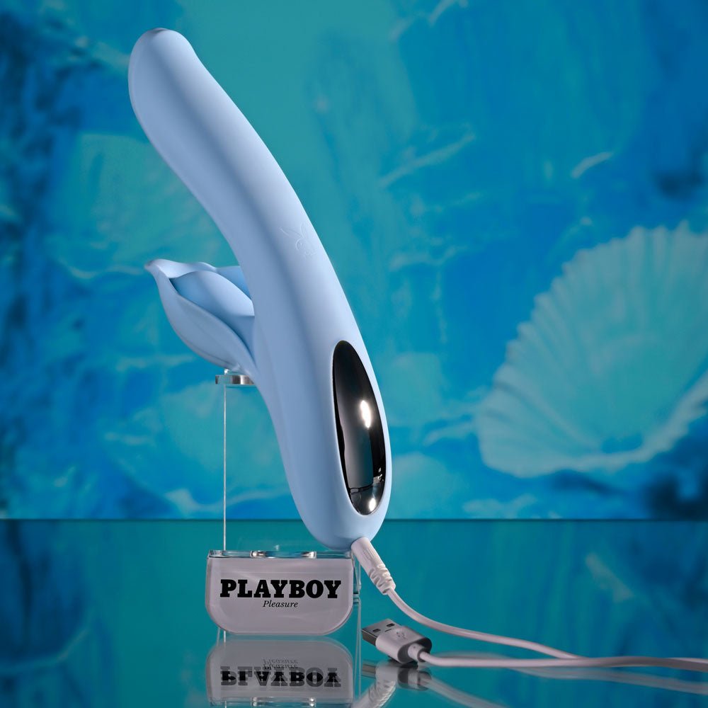Playboy Pleasure In Bloom Thrusting Tapping Heating Vibrator - Blue