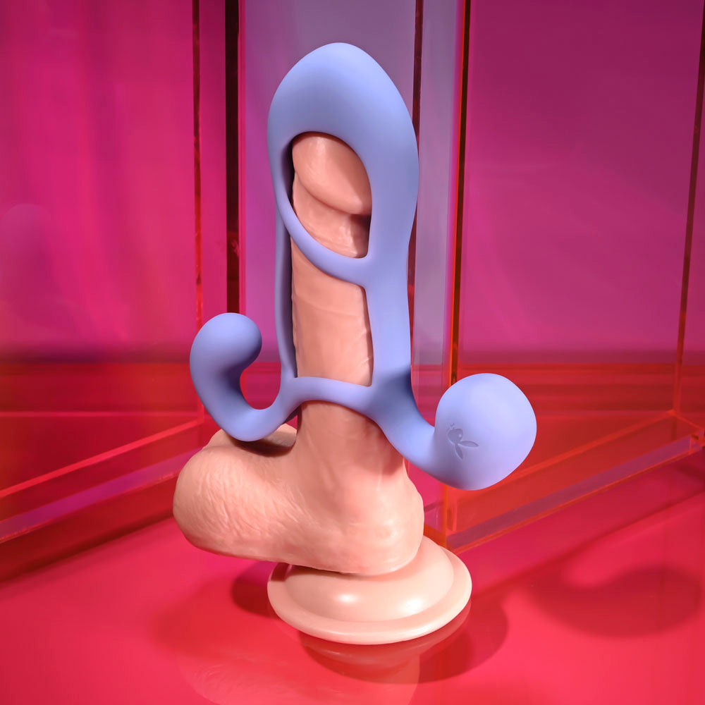 Playboy Pleasure Fantasy Cage - Vibrating Penis Sleeve - Purple
