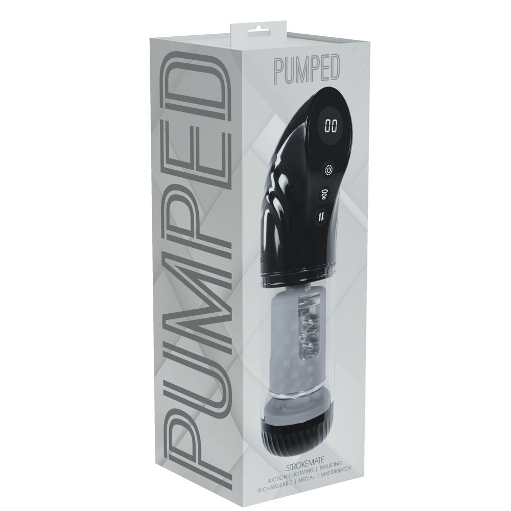 Pumped Strokemate - Sucking Rotating Thrusting Auto Masturbator - Black/Clear