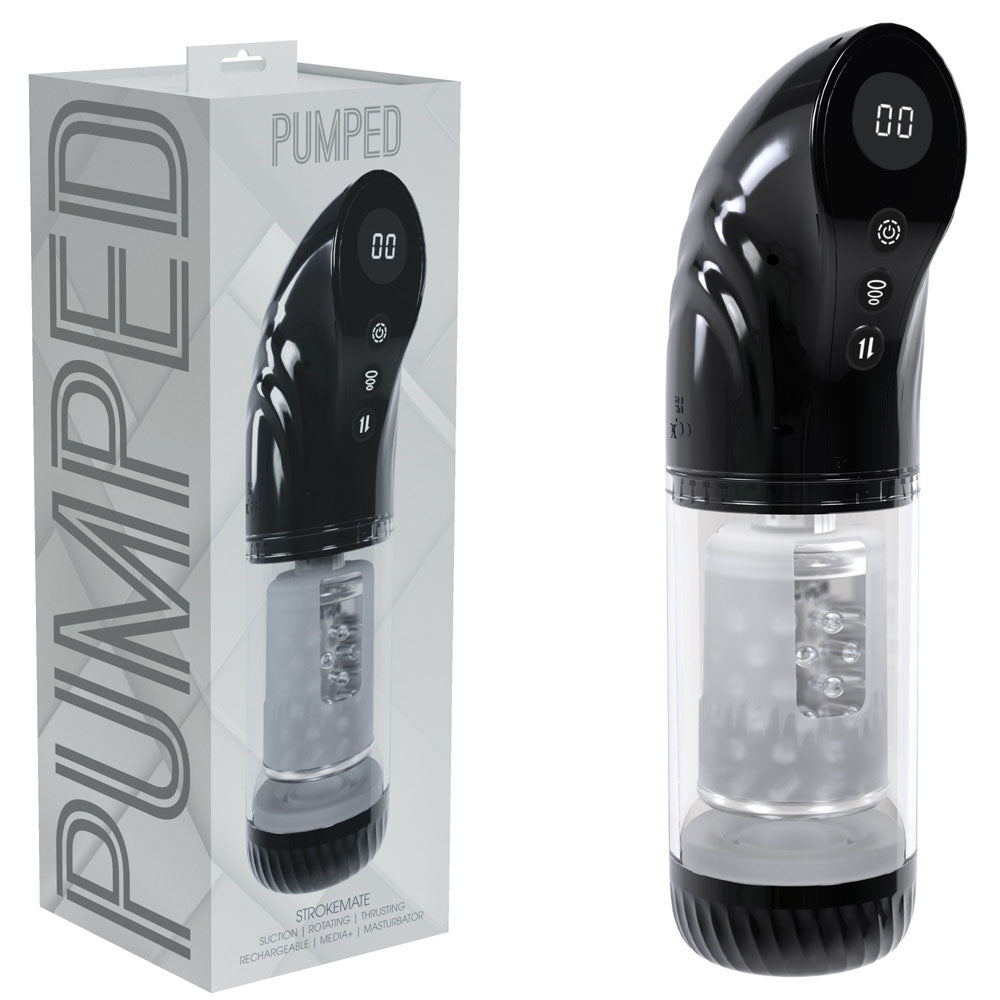 Pumped Strokemate - Sucking Rotating Thrusting Auto Masturbator - Black/Clear