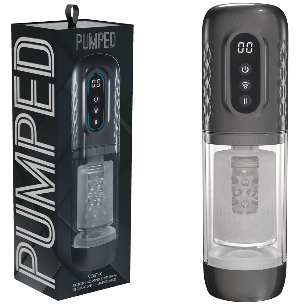 Pumped Vortex - Sucking Rotating and Thrusting Auto Masturbator - Gunmetal