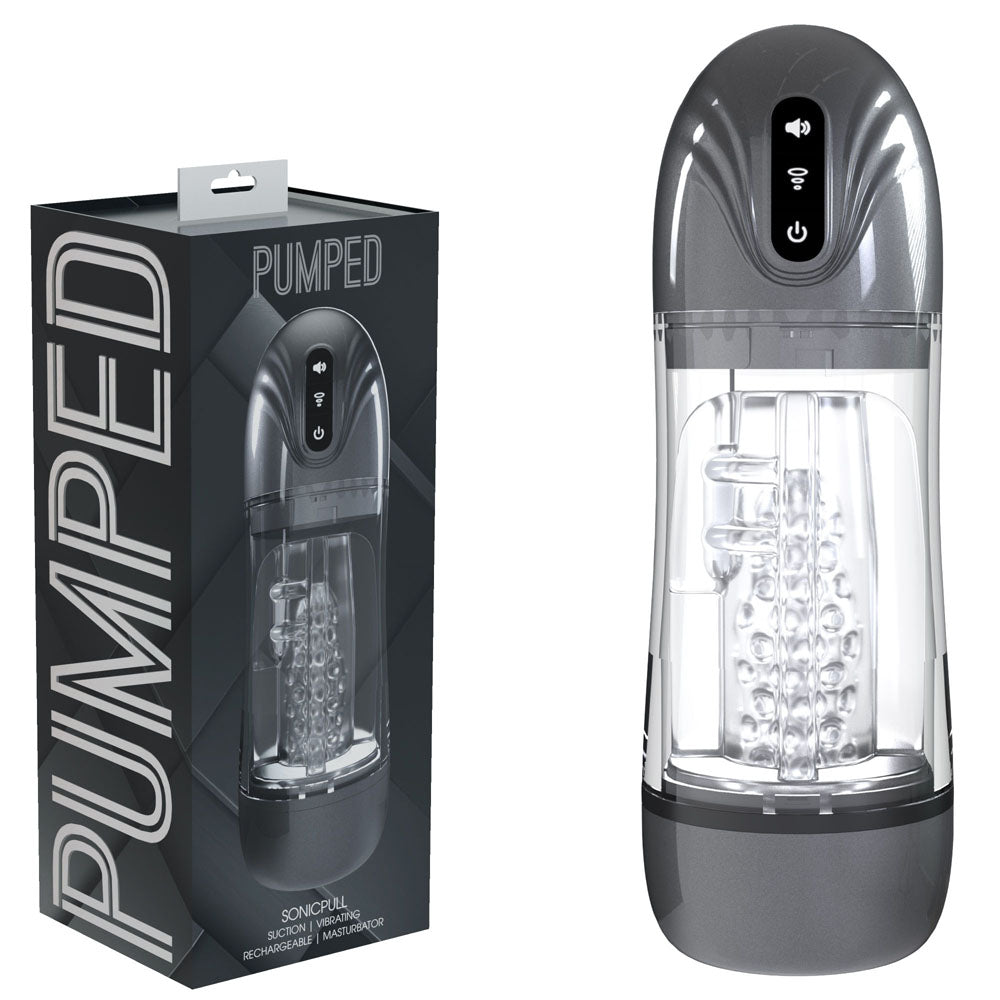Pumped SonicPull - Sucking Vibrating Auto Masturbator - Gunmetal