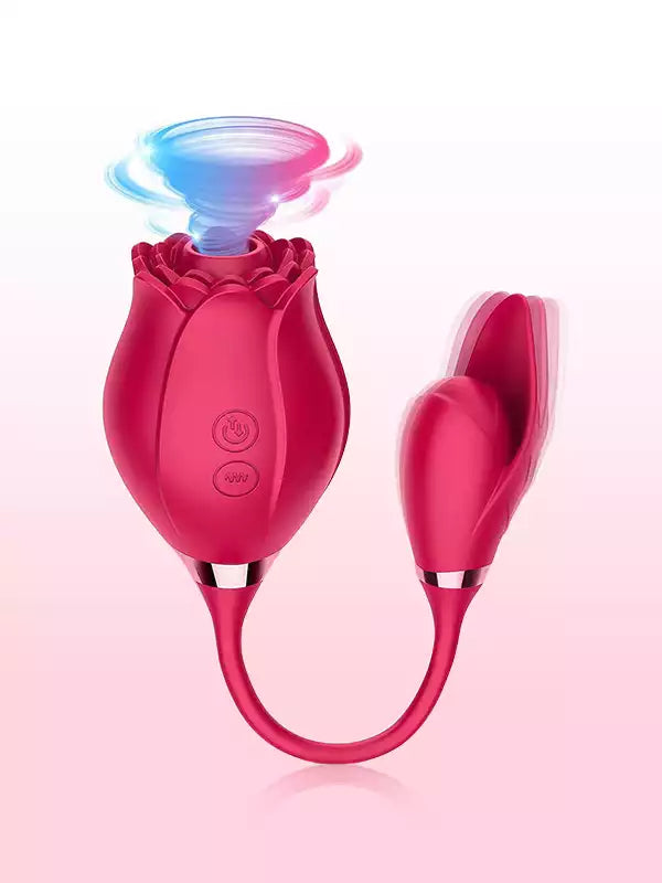 Blooming Rose Dual Pleasure Vibrator (Rose Bud + Rabbit Ear Design)