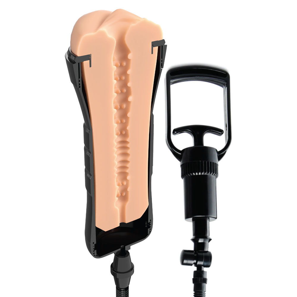 PDX Wet Pussies Super Sucker XXL Stroker - Flesh Vagina Stroker with Suction Pump