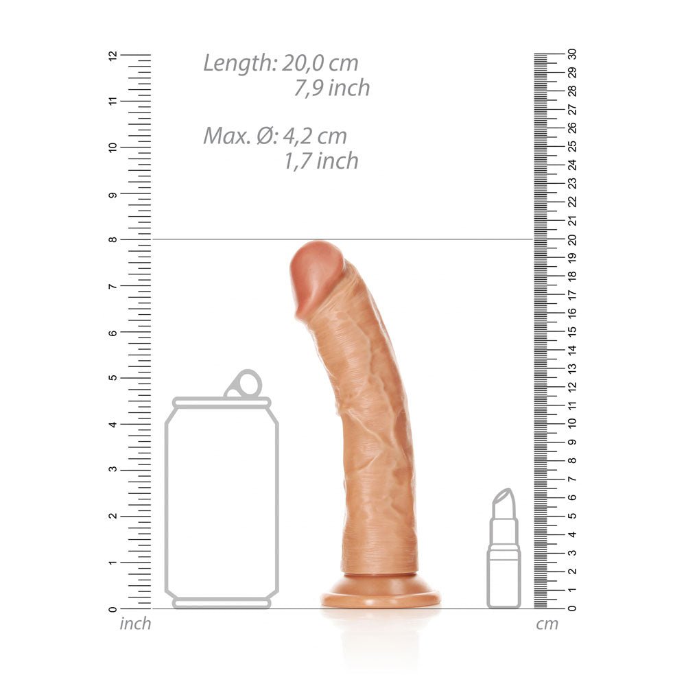 RealRock Realistic Curved 7 Inch Dildo with Suction Cup - Tan