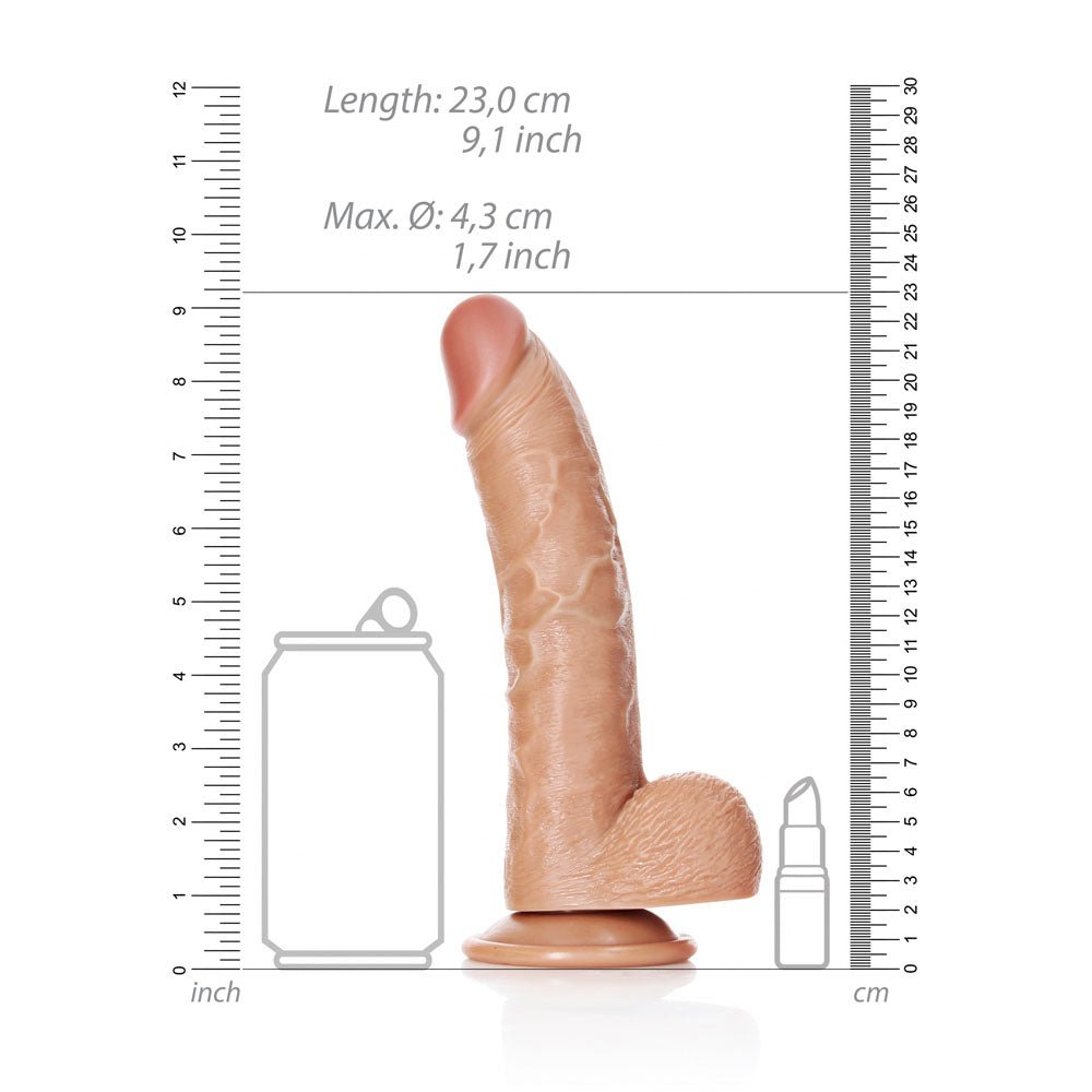 RealRock Realistic Curved 8 Inch Dong with Balls - Tan
