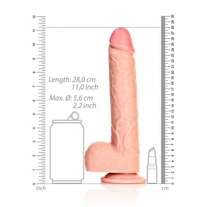 RealRock 10 Inch Straight Realistic Dildo with Balls - Flesh