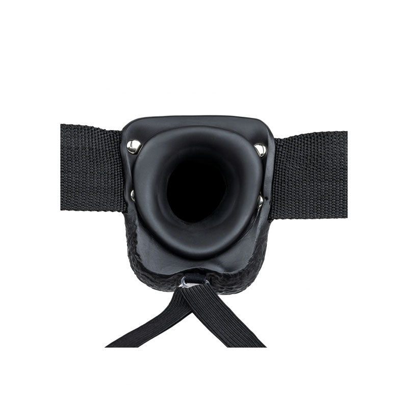 RealRock 7 Inch Vibrating Hollow Strapon with Balls - Black