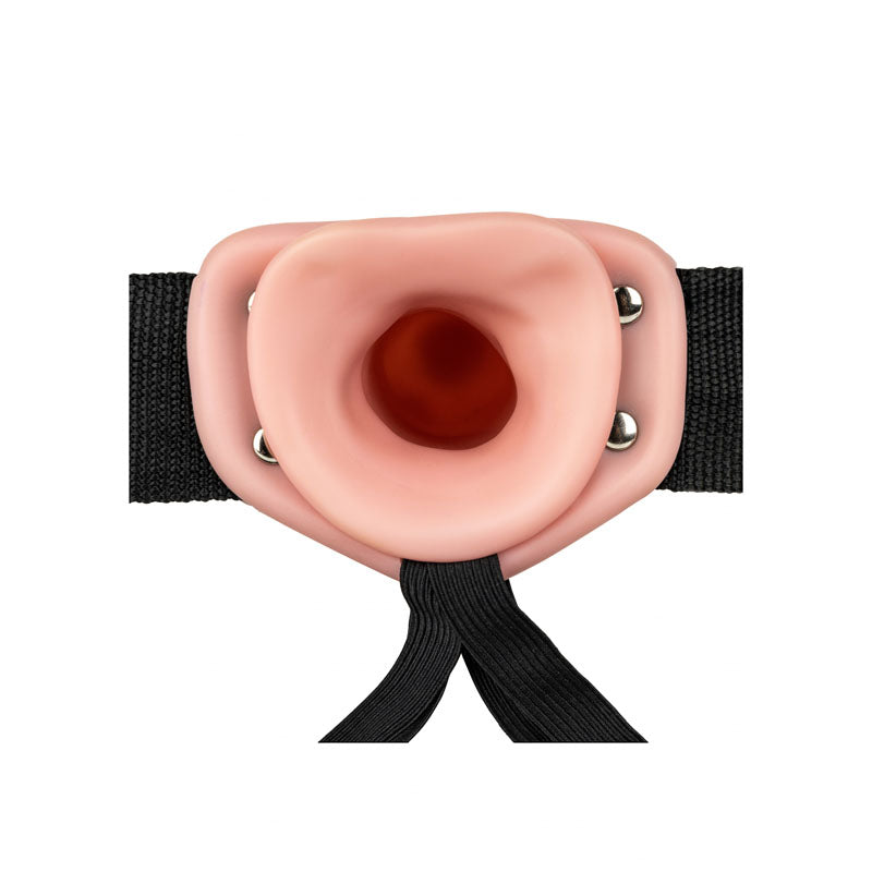 RealRock 8 Inch Vibrating Hollow Strap-On - Flesh