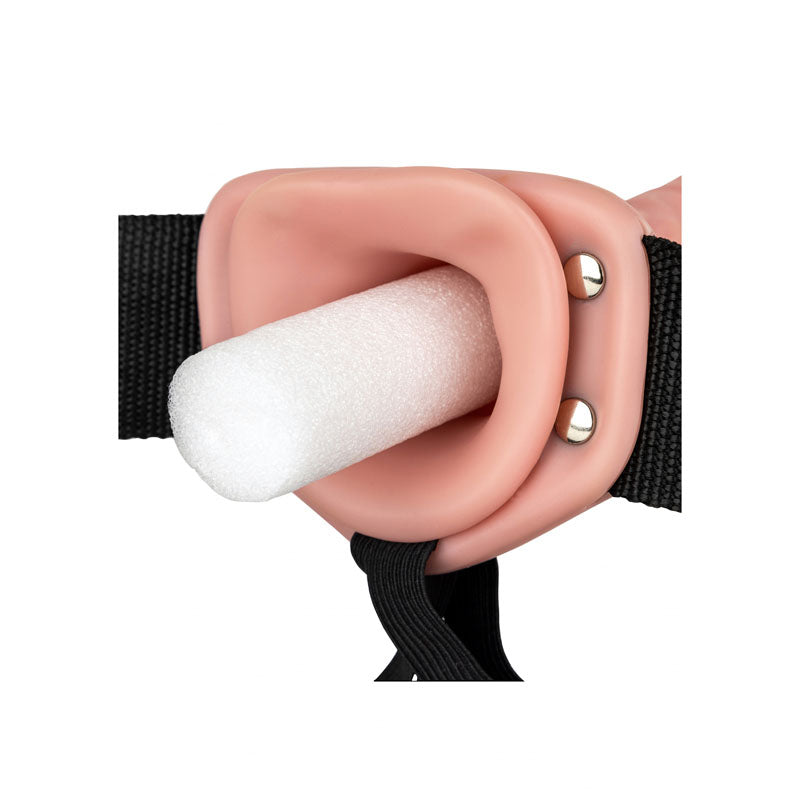 RealRock 10 Inch Vibrating Hollow Strap-On - Flesh