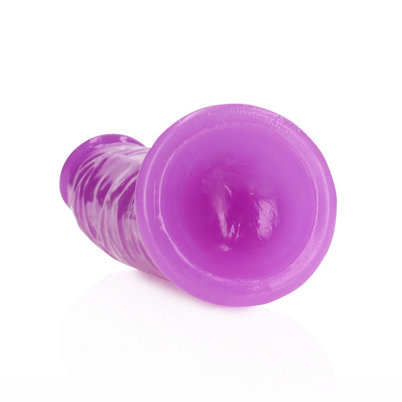 RealRock 6 Inch Slim Glow in the Dark Neon Dildo - Purple