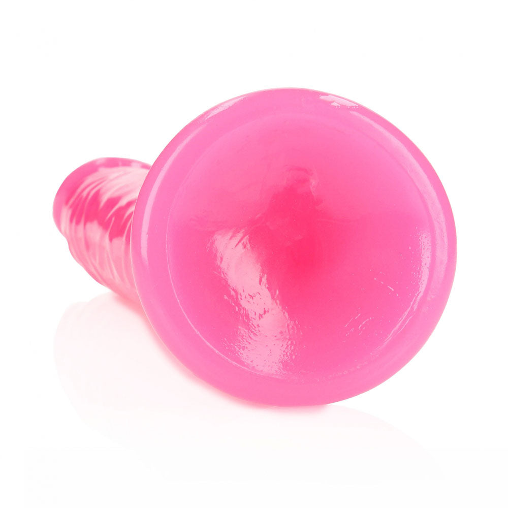 RealRock 11 Inch Slim Glow in the Dark Neon Pink Dildo