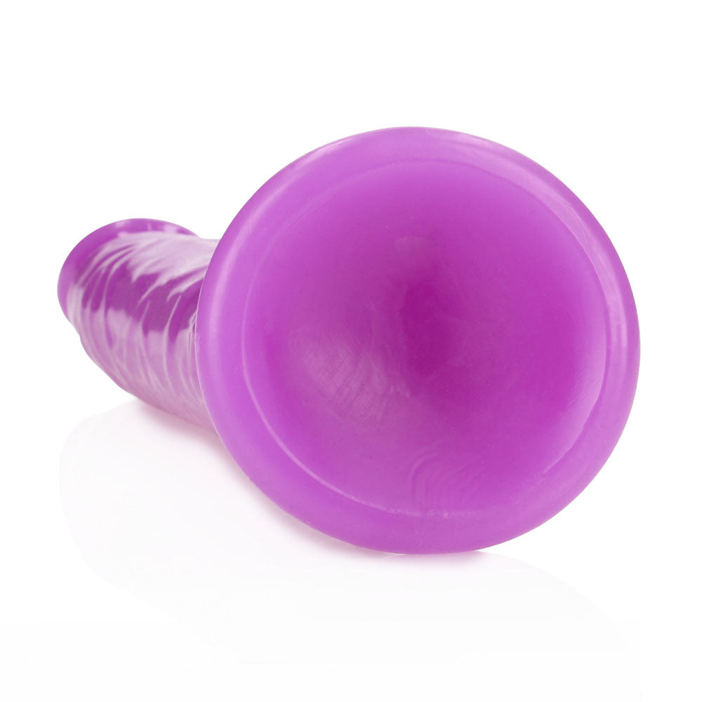 RealRock 11 Inch Slim Glow in the Dark Neon Purple Dildo