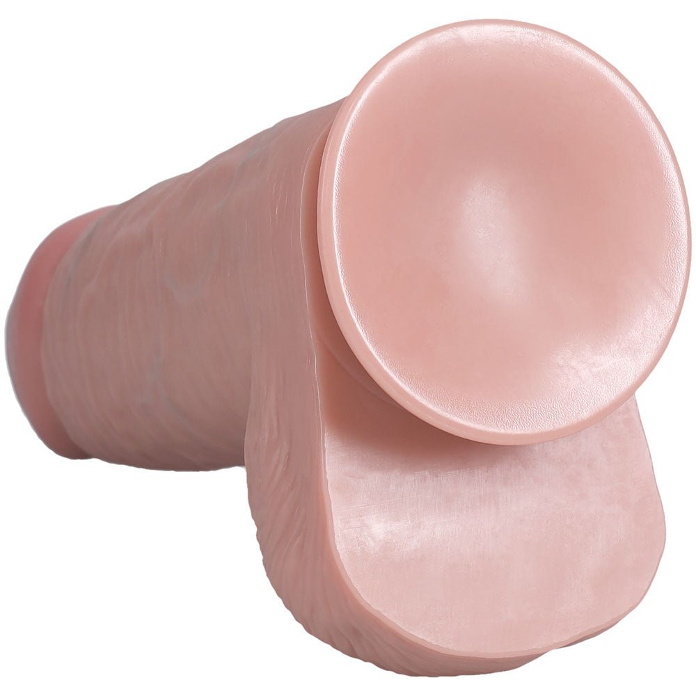 RealRock 10 Inch Extra Thick Dildo with Balls - Flesh