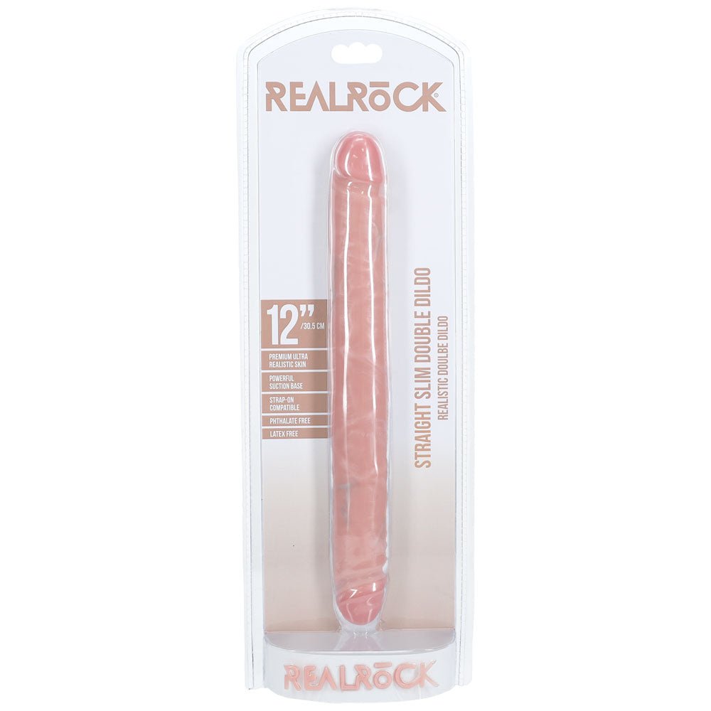 RealRock 12 Inch Slim Double Dildo - Flesh
