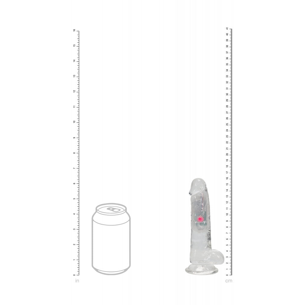 RealRock 6 Inch with Balls LED Vibrating Dong with Remote - Clear