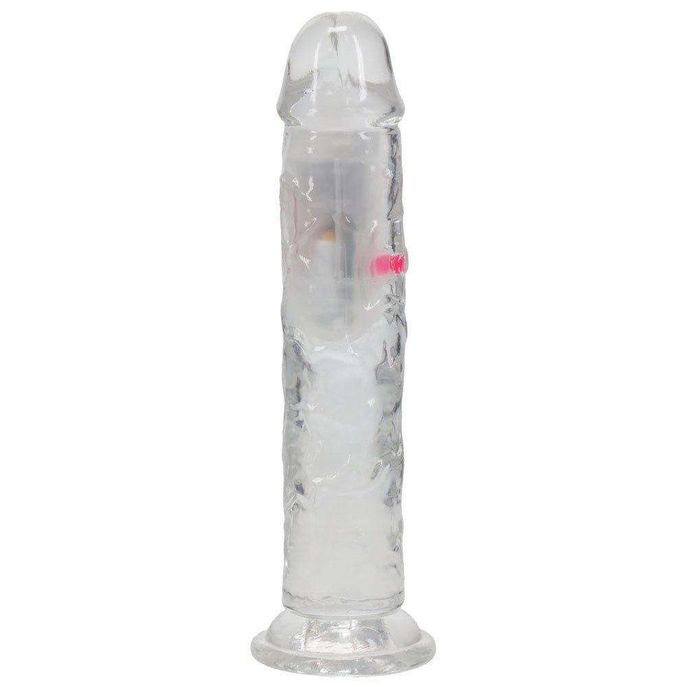 RealRock 7 Inch No Balls LED Vibrating Dong with Remote - Clear