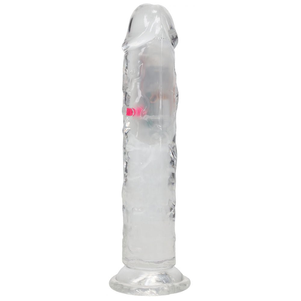 RealRock 7 Inch No Balls LED Vibrating Dong with Remote - Clear