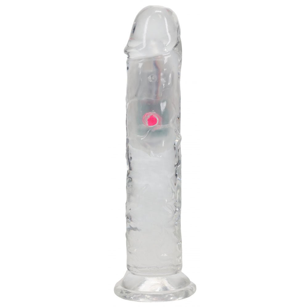 RealRock 7 Inch No Balls LED Vibrating Dong with Remote - Clear