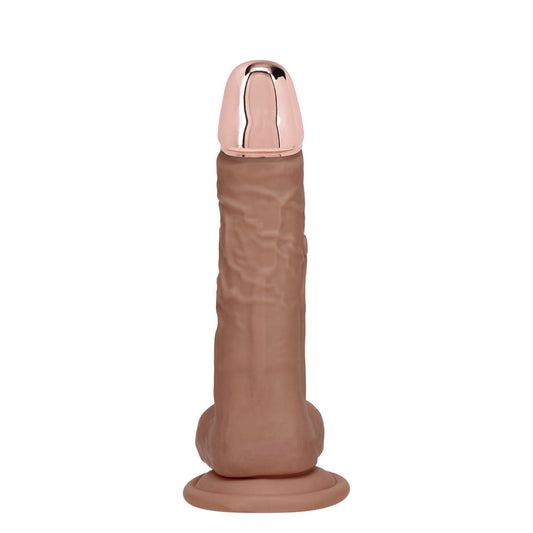 RealRock Metal Head 7 Inch Rechargeable Vibrating Dildo with Remote - Tan