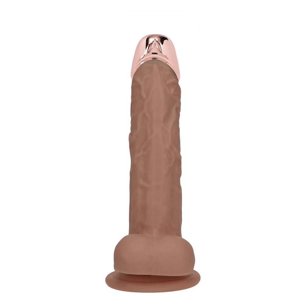 RealRock Metal Head 7 Inch Rechargeable Vibrating Dildo with Remote - Tan