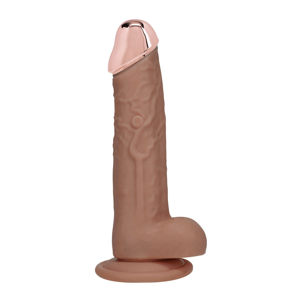 RealRock Metal Head 8 Inch Rechargeable Vibrating Dildo with Remote - Tan