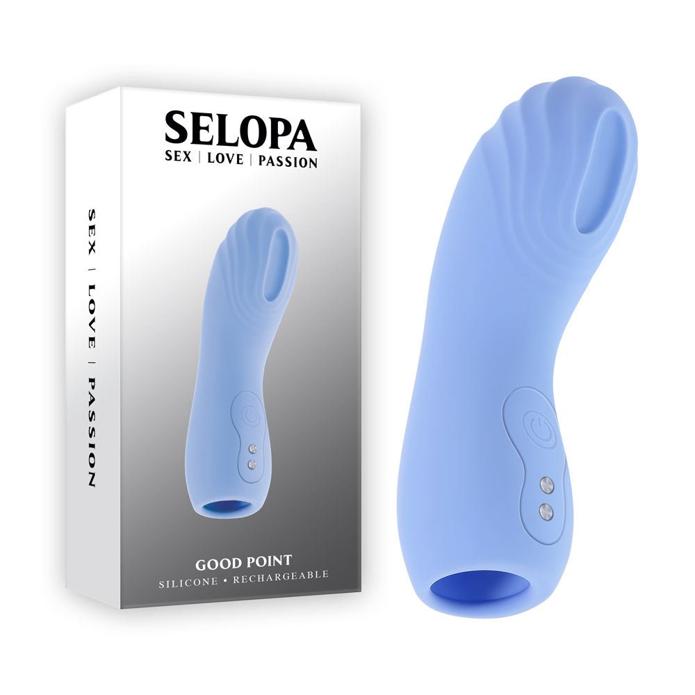 Selopa Good Point Hollow Vibrating Finger Stimulator - Blue