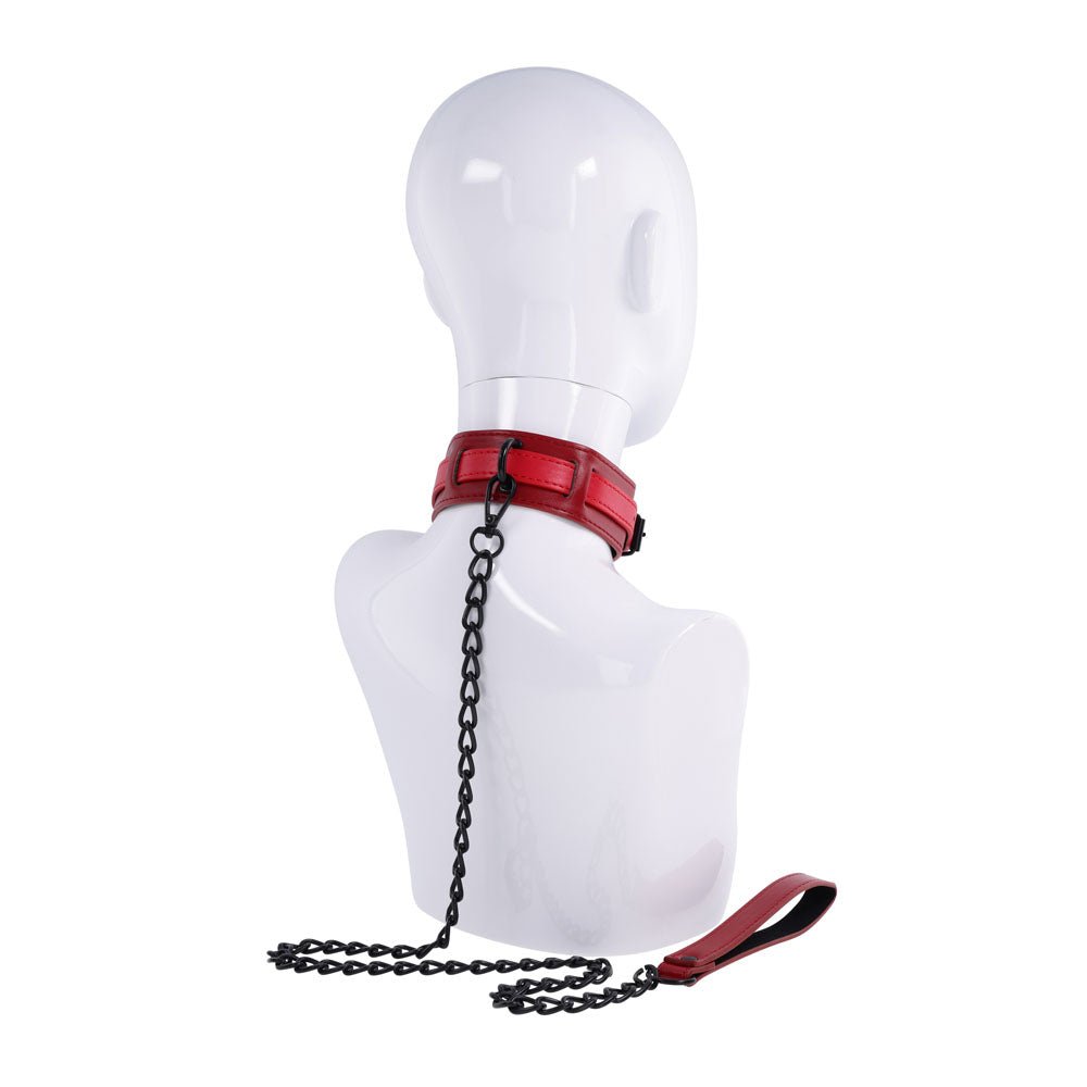 Sex & Mischief Exs & Ohs Collar and Leash - Red