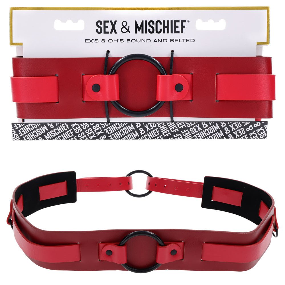 Sex & Mischief Exs & Ohs Bound and Belted Restraint - Red