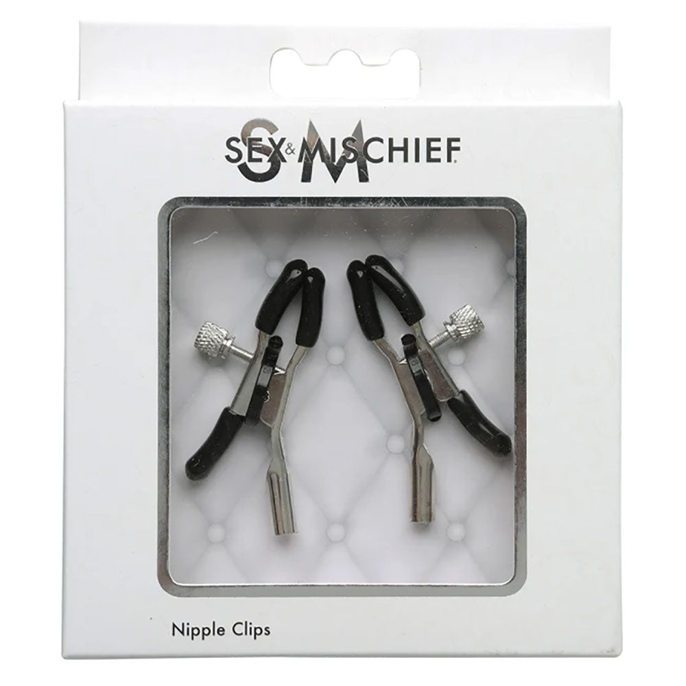 Sex & Mischief Nipple Clips - Silver/Black