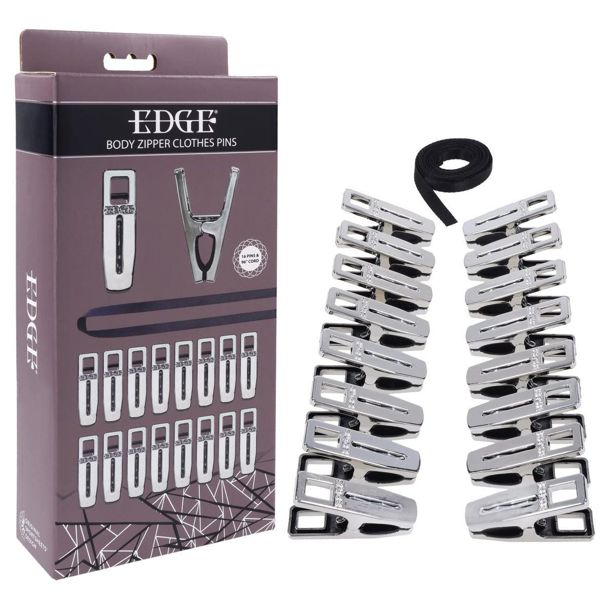 Edge Body Zipper Clothes Pins - Set of 16