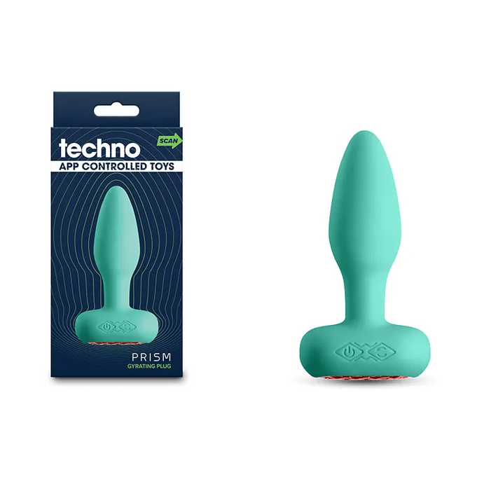Techno Prism Butt Plug With App Control - Teal