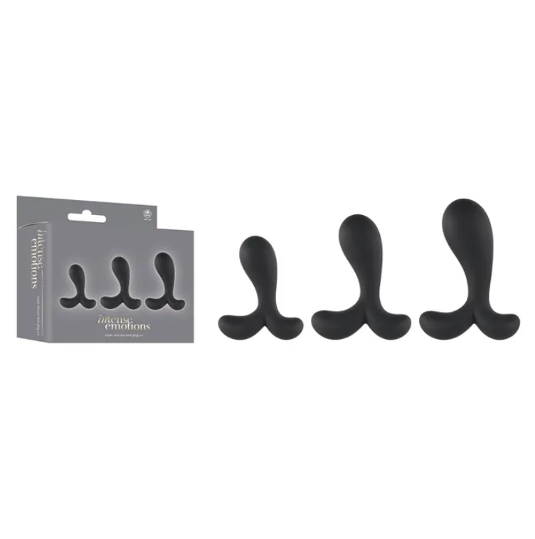 Intense Emotions - Black Butt Plugs - Set of 3 Sizes