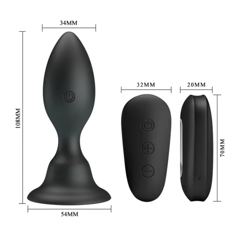 Mr Play Vibrating Anal Butt Plug with Remote Control - Black