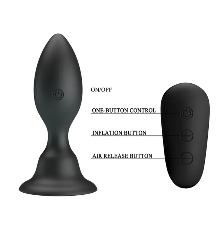 Mr Play Vibrating Anal Butt Plug with Remote Control - Black